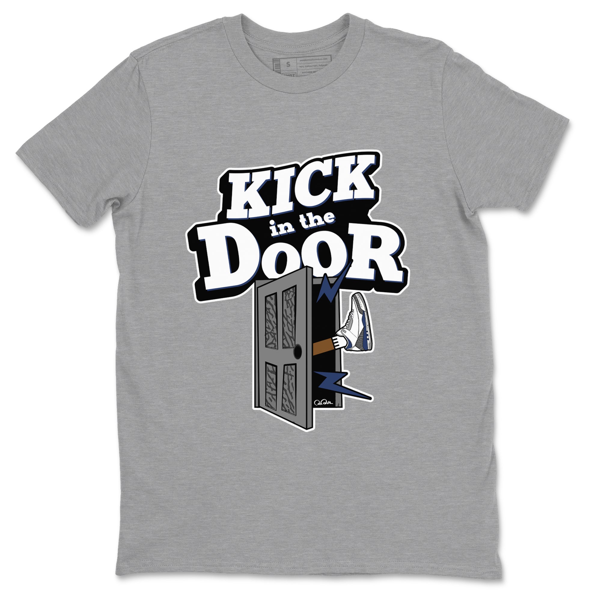 3s Midnight Navy shirt to match jordans Kick In The Door sneaker tees AJ3 Midnight Navy SNRT Sneaker Release Tees unisex cotton Heather Grey 2 crew neck shirt