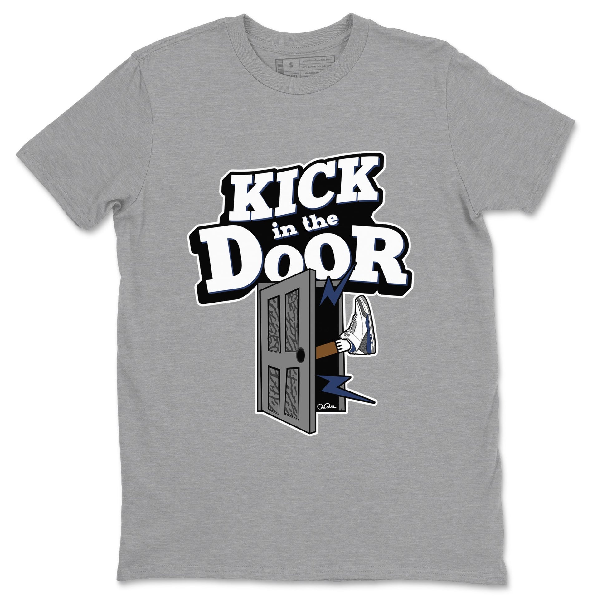 3s Midnight Navy shirt to match jordans Kick In The Door sneaker tees AJ3 Midnight Navy SNRT Sneaker Release Tees unisex cotton Heather Grey 2 crew neck shirt