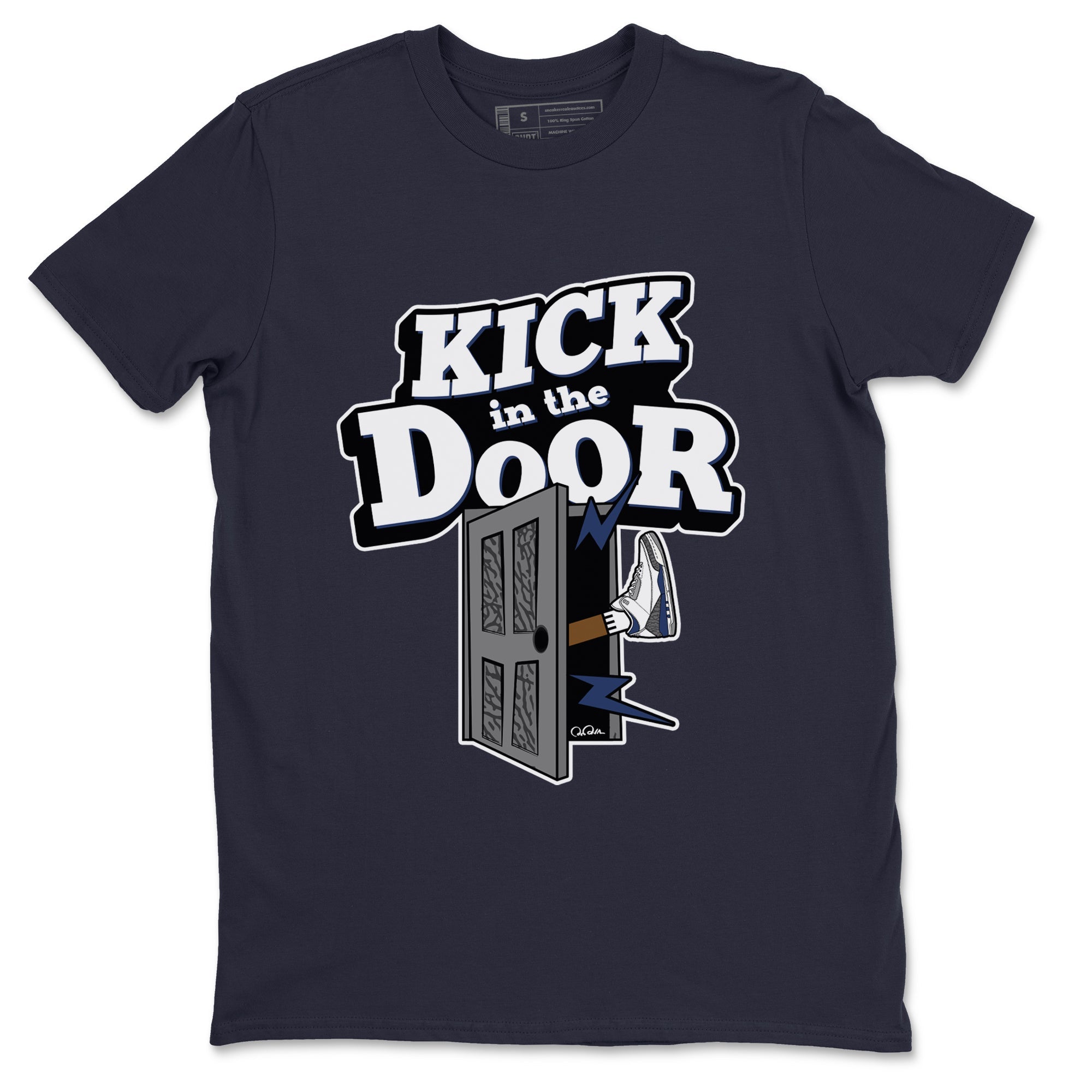 3s Midnight Navy shirt to match jordans Kick In The Door sneaker tees AJ3 Midnight Navy SNRT Sneaker Release Tees unisex cotton Navy 2 crew neck shirt