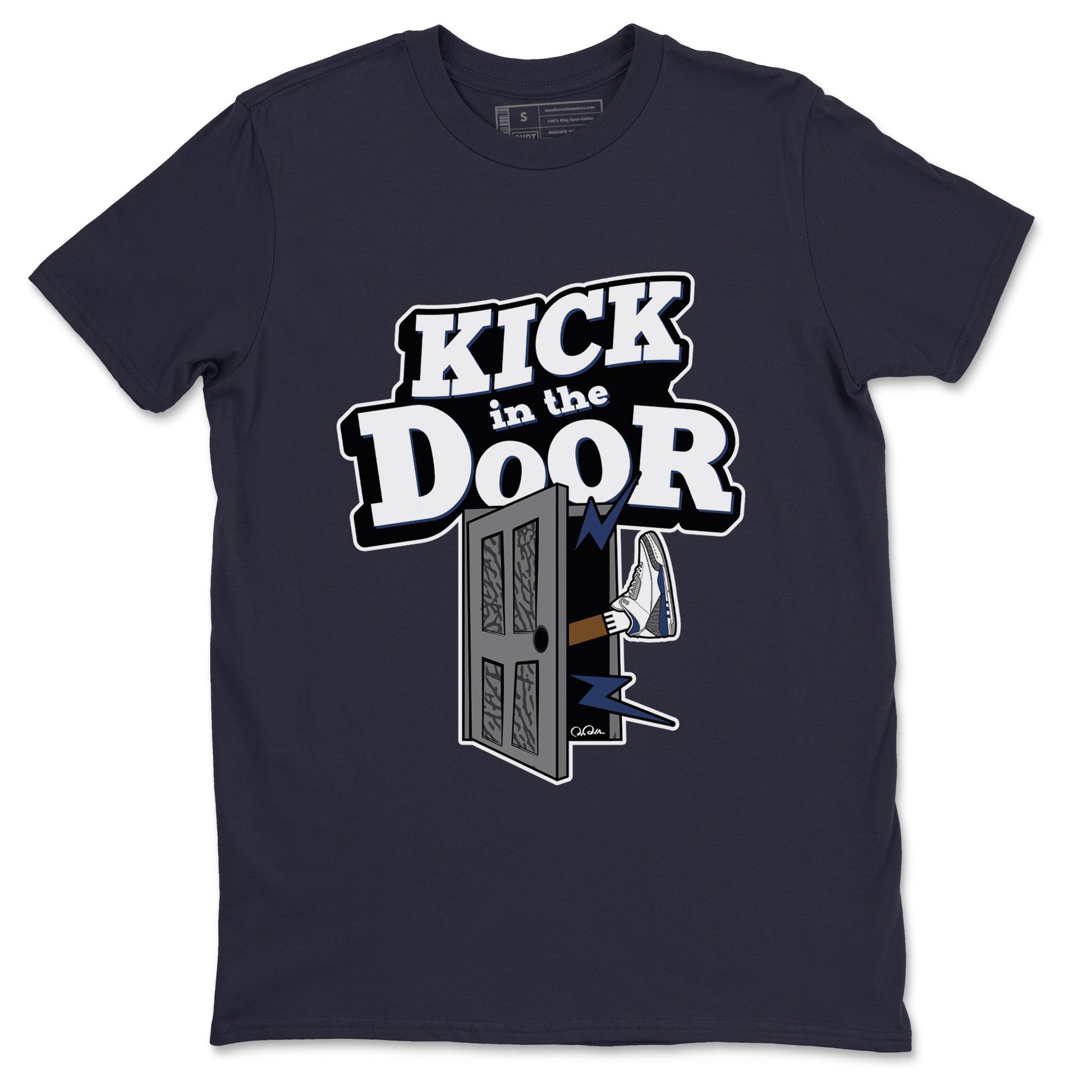 3s Midnight Navy shirt to match jordans Kick In The Door sneaker tees AJ3 Midnight Navy SNRT Sneaker Release Tees unisex cotton Navy 2 crew neck shirt