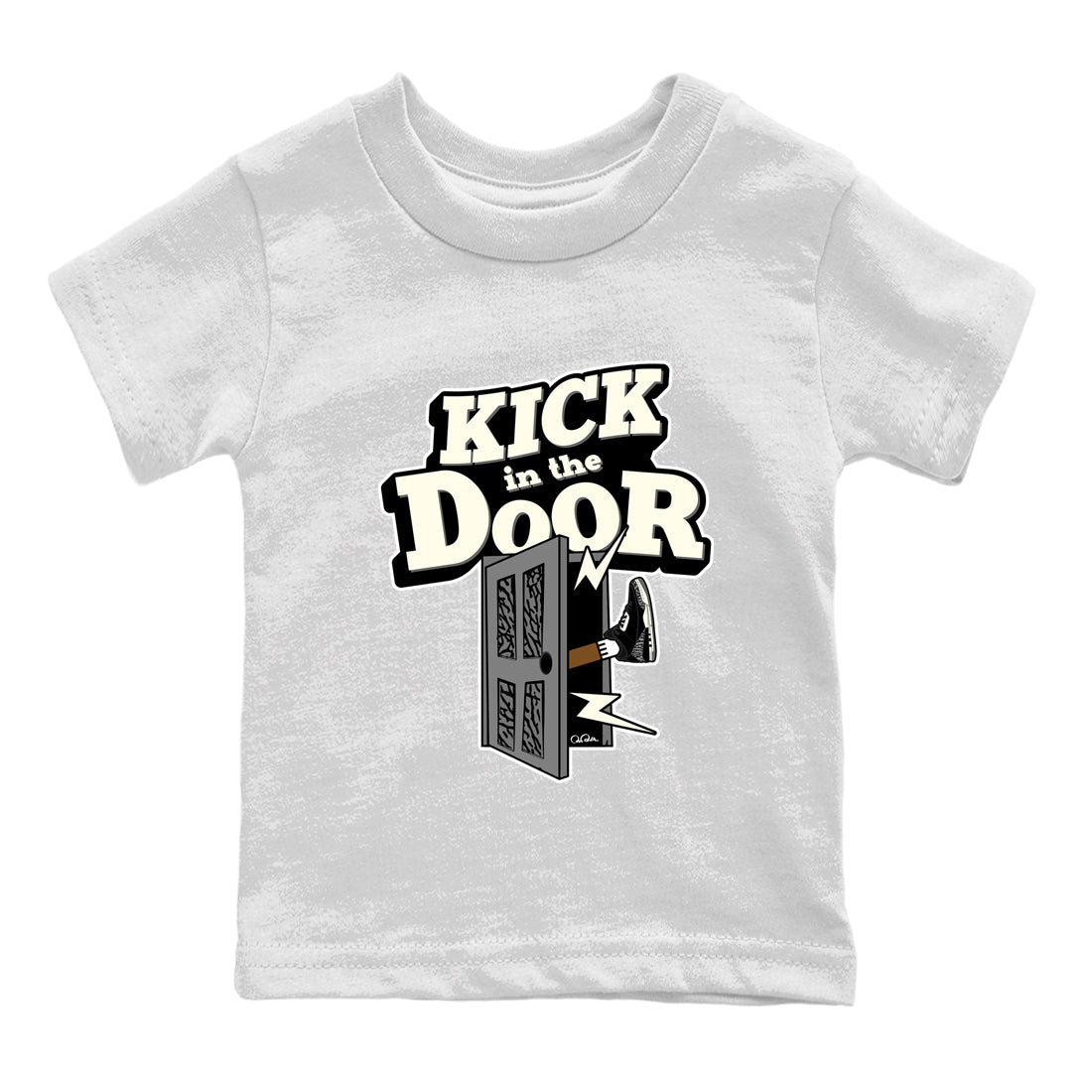 Air Jordan 3 Off Noir shirt to match jordans Kick In The Door sneaker tees AJ3 Off Noir SNRT Sneaker Release Tees Baby Toddler White 2 T-Shirt