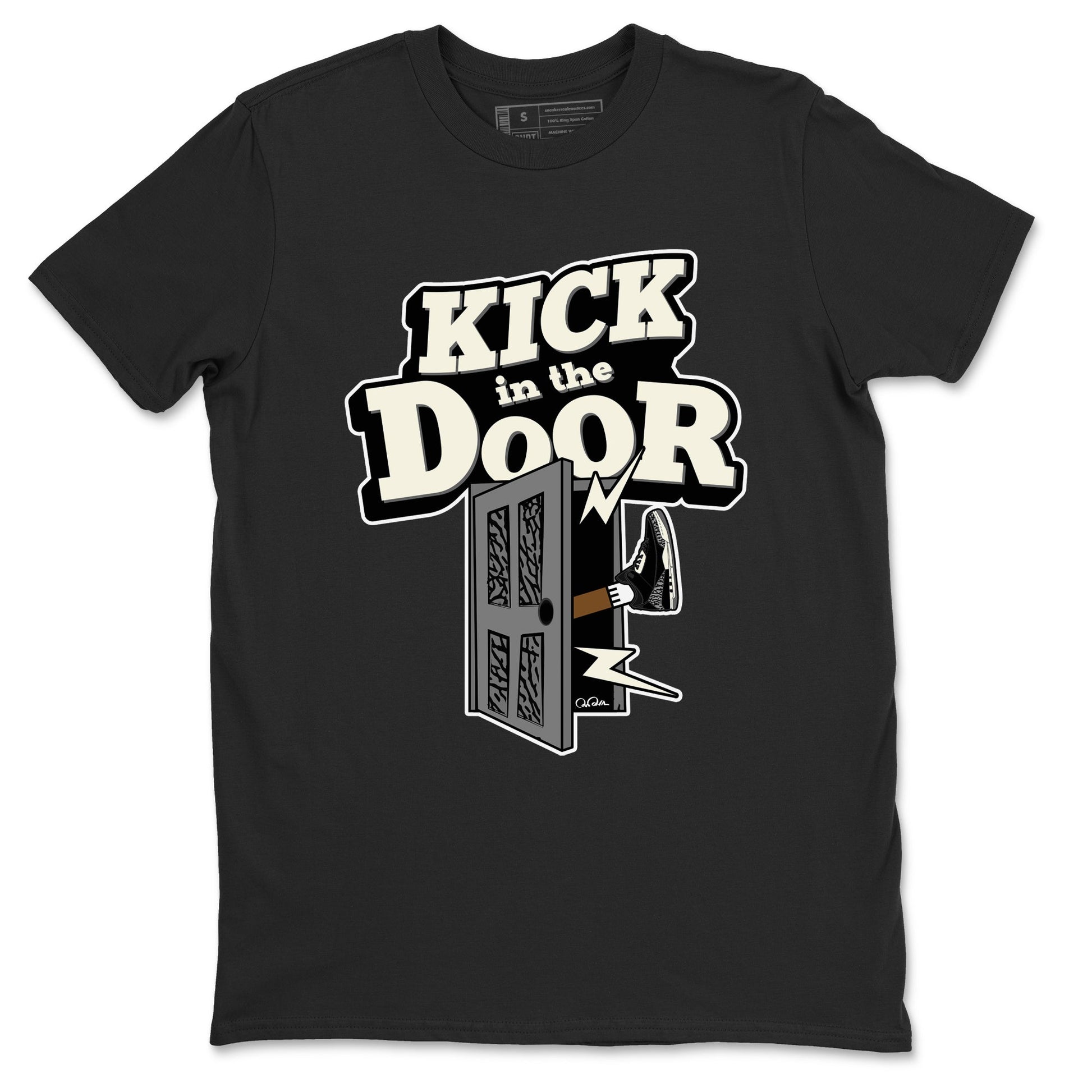 Air Jordan 3 Off Noir shirt to match jordans Kick In The Door sneaker tees AJ3 Off Noir SNRT Sneaker Release Tees Unisex Black 2 T-Shirt