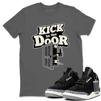 Air Jordan 3 Off Noir shirt to match jordans Kick In The Door sneaker tees AJ3 Off Noir SNRT Sneaker Release Tees Unisex Cool Grey 1 T-Shirt