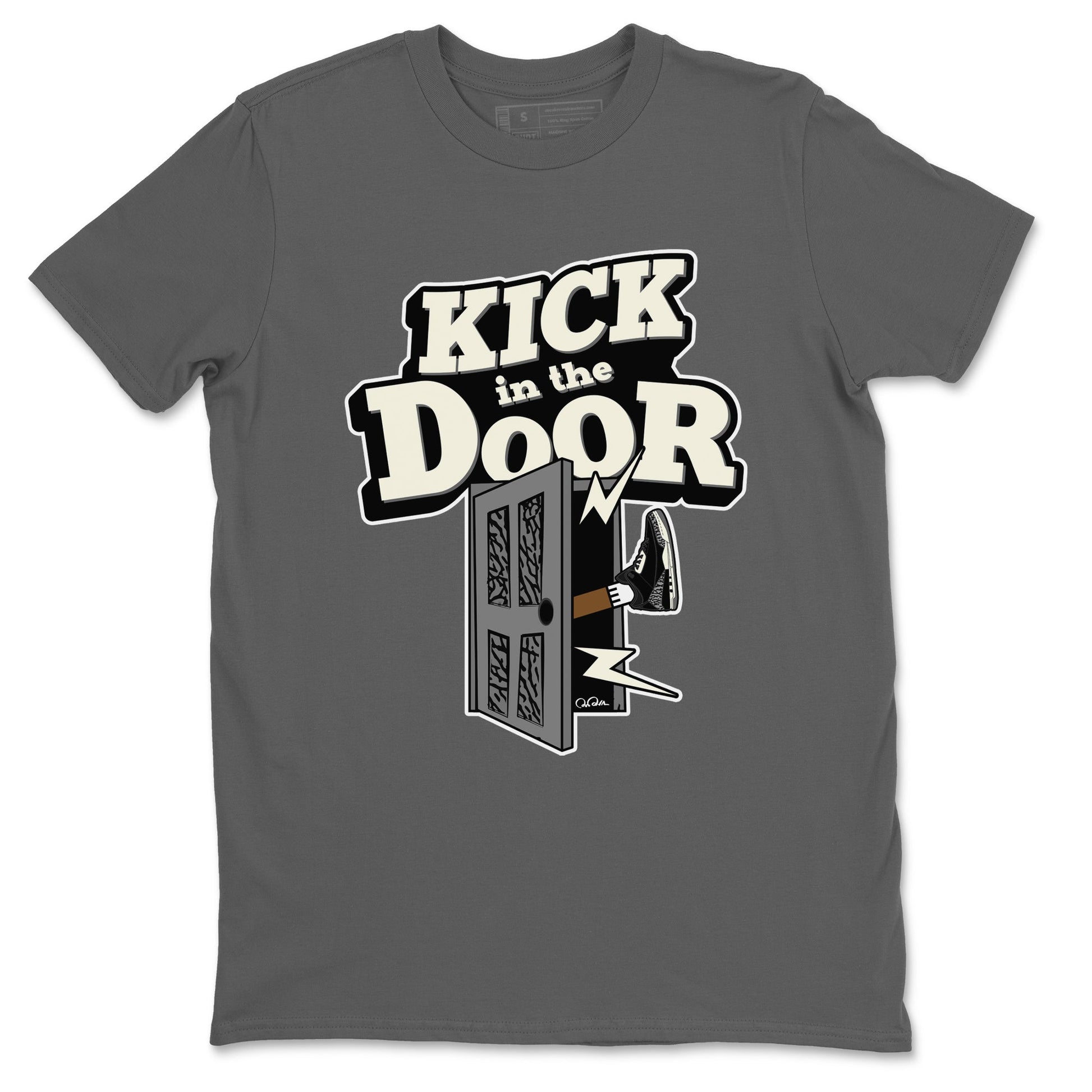Air Jordan 3 Off Noir shirt to match jordans Kick In The Door sneaker tees AJ3 Off Noir SNRT Sneaker Release Tees Unisex Cool Grey 2 T-Shirt