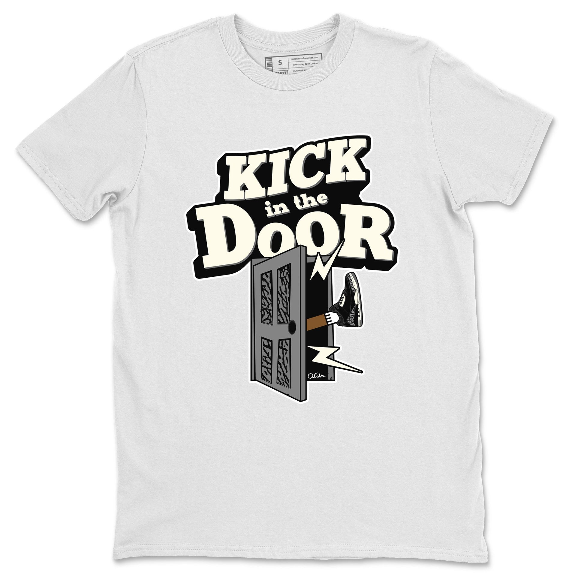 Air Jordan 3 Off Noir shirt to match jordans Kick In The Door sneaker tees AJ3 Off Noir SNRT Sneaker Release Tees Unisex White 2 T-Shirt