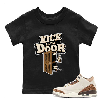 Air Jordan 3 Palomino Sneaker Match Tees Kick In The Door Sneaker Tees AJ3 Palomino Sneaker Release Tees Kids Shirts Black 1