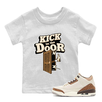 Air Jordan 3 Palomino Sneaker Match Tees Kick In The Door Sneaker Tees AJ3 Palomino Sneaker Release Tees Kids Shirts White 1