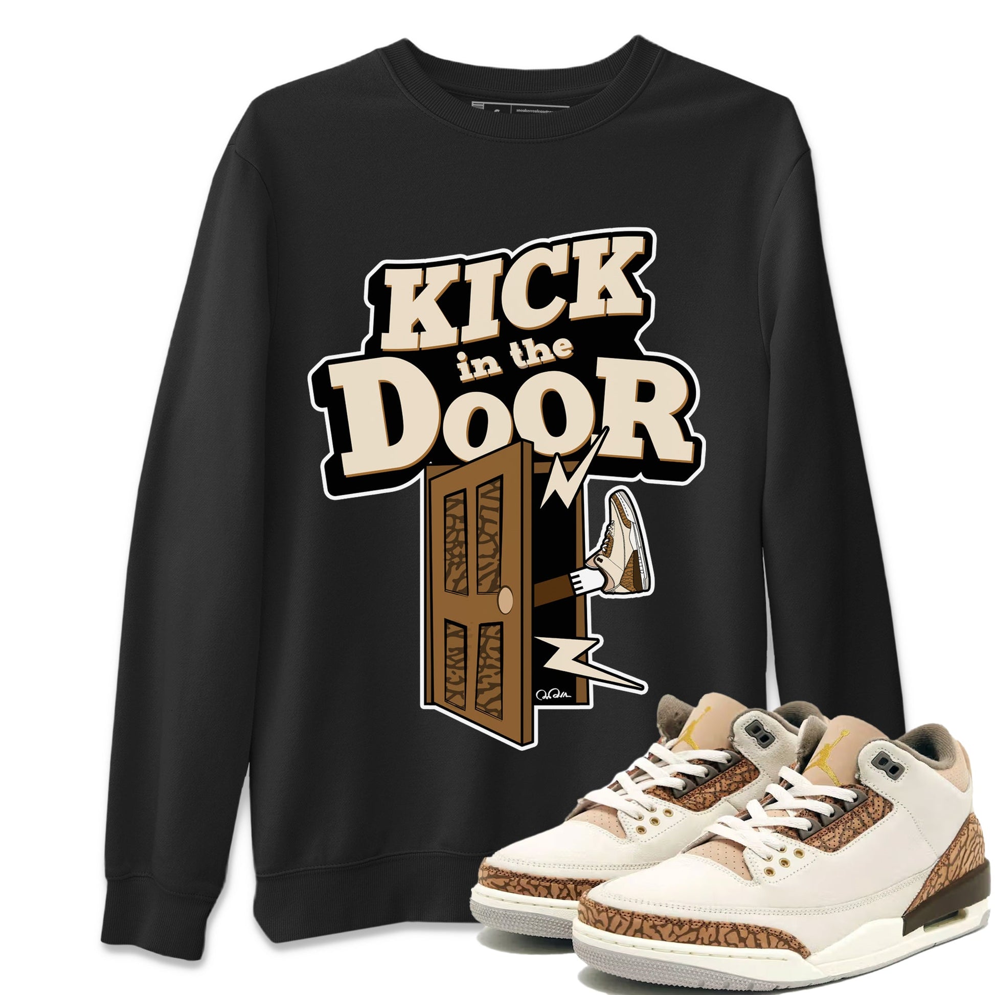 Air Jordan 3 Palomino Sneaker Match Tees Kick In The Door Sneaker Tees AJ3 Palomino Sneaker Release Tees Unisex Shirts Black 1