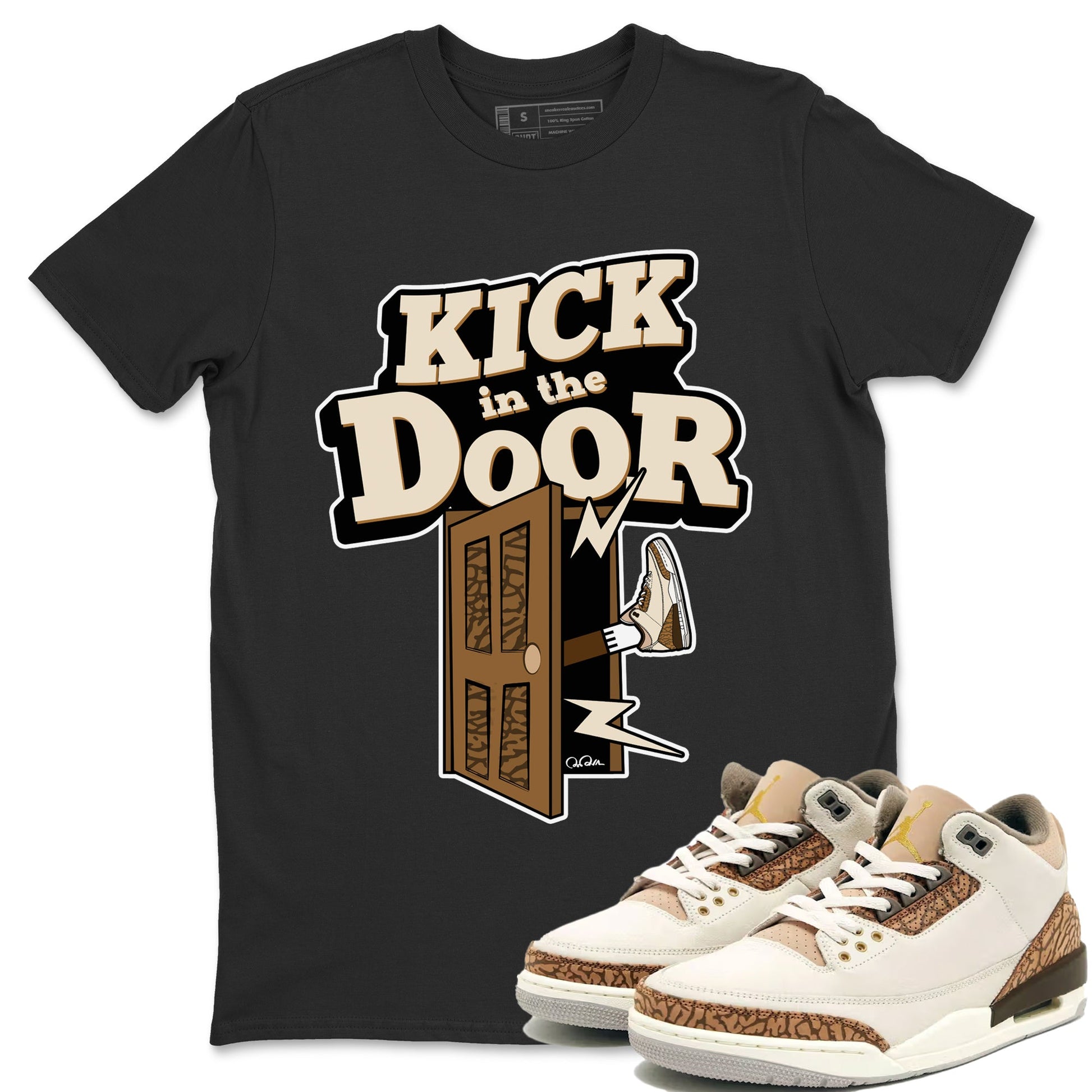 Air Jordan 3 Palomino Sneaker Match Tees Kick In The Door Sneaker Tees AJ3 Palomino Sneaker Release Tees Unisex Shirts Black 1