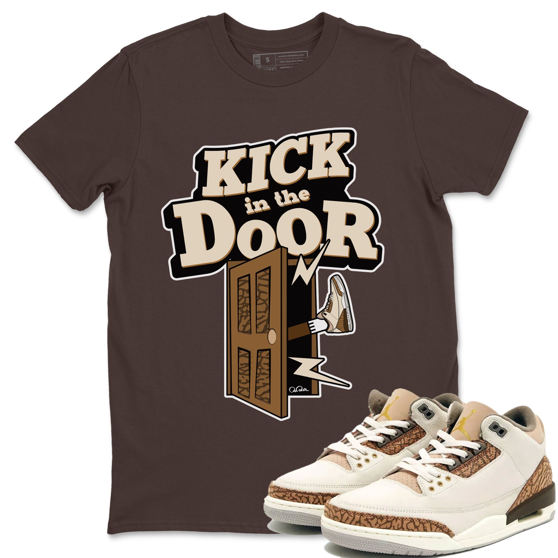 Air Jordan 3 Palomino Sneaker Match Tees Kick In The Door Sneaker Tees AJ3 Palomino Sneaker Release Tees Unisex Shirts Dark Chocolate 1