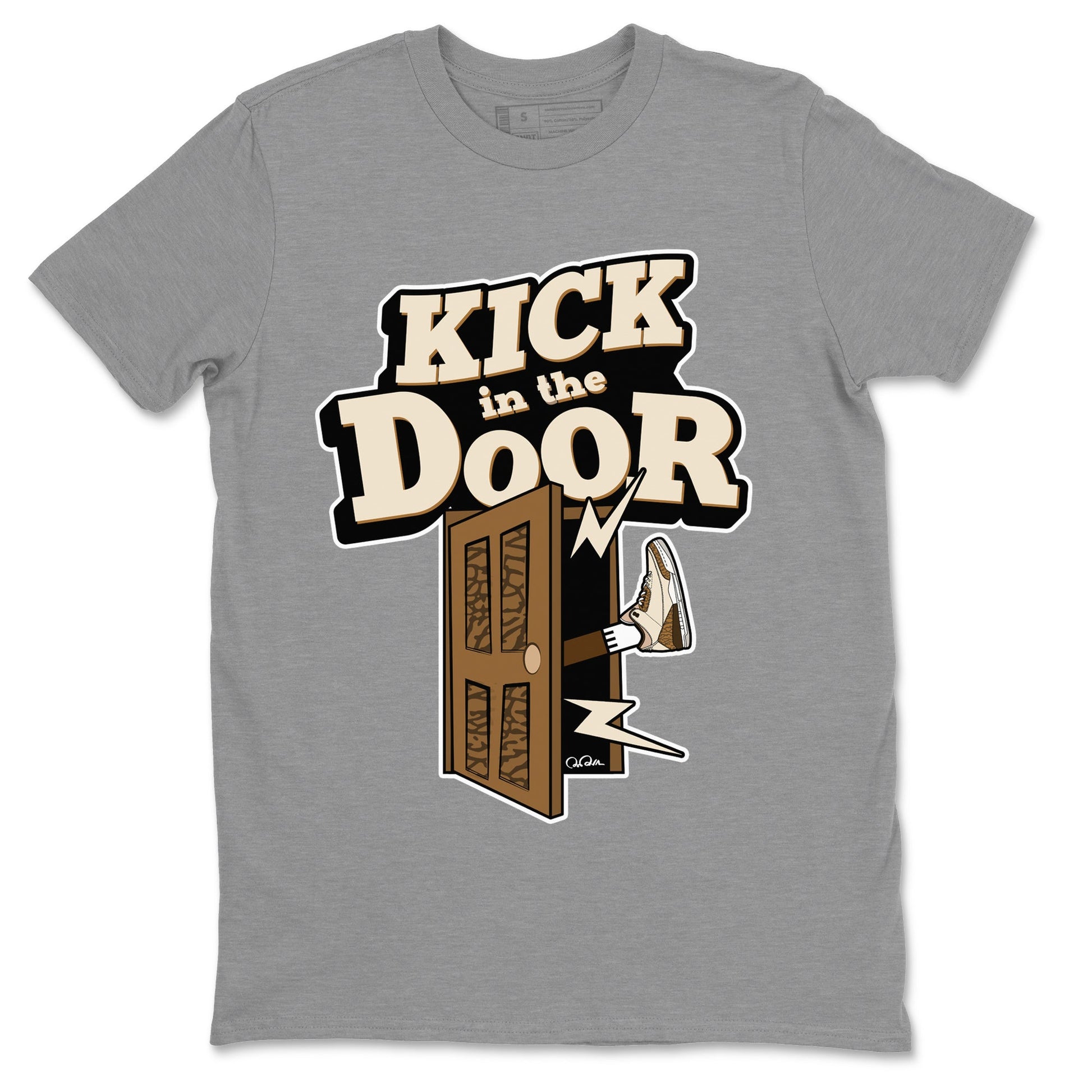 Air Jordan 3 Palomino Sneaker Match Tees Kick In The Door Sneaker Tees AJ3 Palomino Sneaker Release Tees Unisex Shirts Heather Grey 2