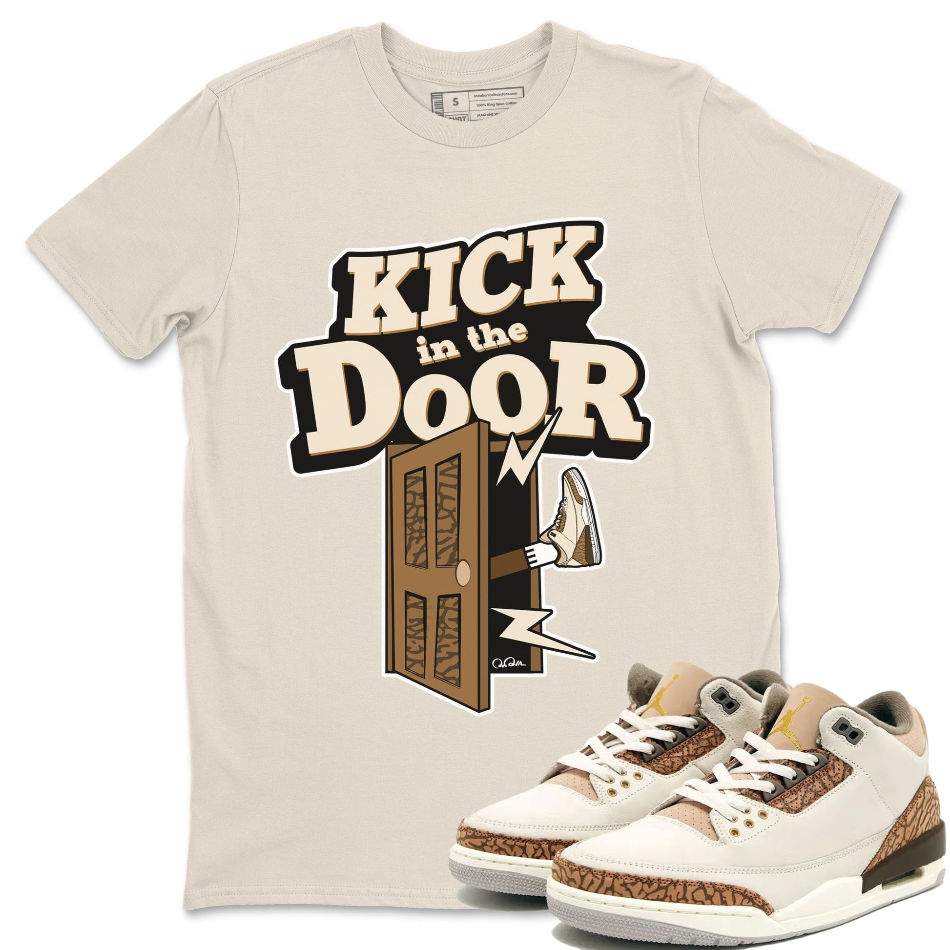 Air Jordan 3 Palomino Sneaker Match Tees Kick In The Door Sneaker Tees AJ3 Palomino Sneaker Release Tees Unisex Shirts Natural 1