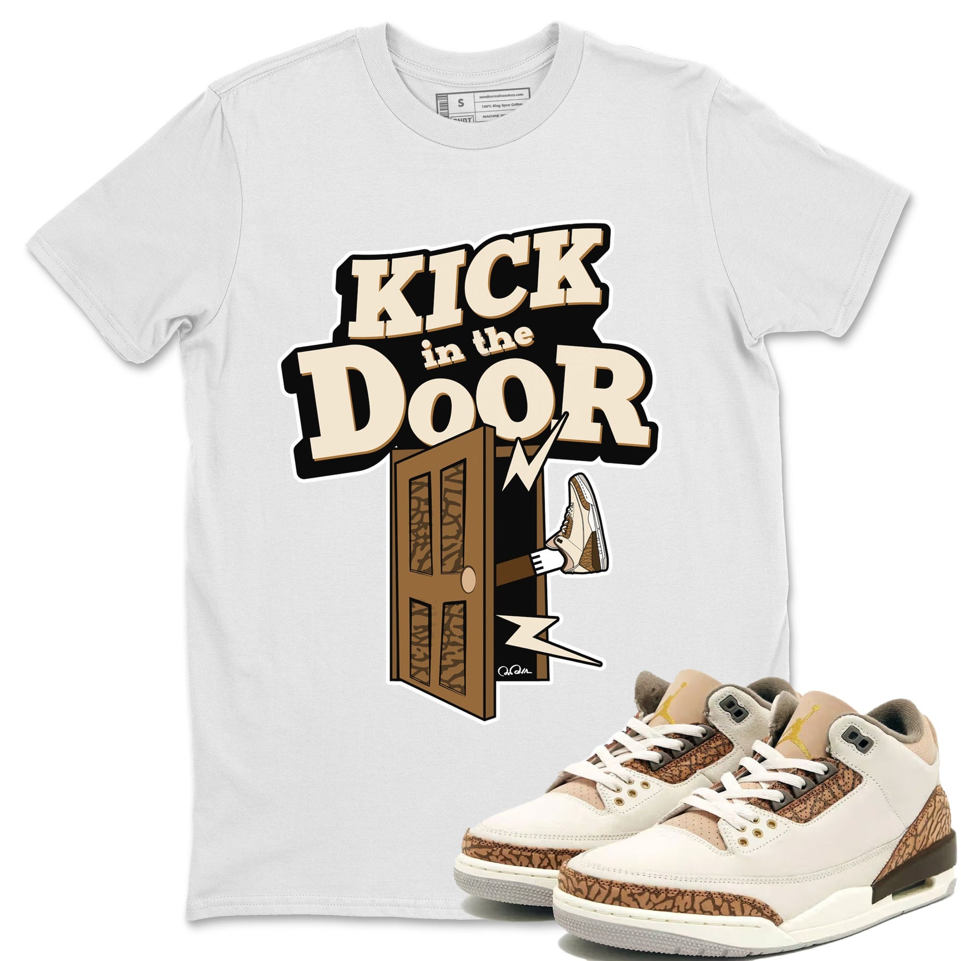 Air Jordan 3 Palomino Sneaker Match Tees Kick In The Door Sneaker Tees AJ3 Palomino Sneaker Release Tees Unisex Shirts White 1