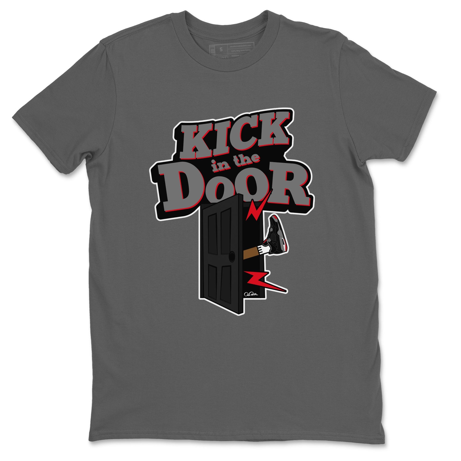 4s Bred Reimagined shirt to match jordans Kick In The Door sneaker tees Air Jordan 4 Bred Reimagined SNRT Sneaker Release Tees Unisex Cool Grey 2 T-Shirt