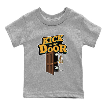 Air Jordan 4 Cacao Wow shirt to match jordans Kick In The Door sneaker tees AJ4 Cacao Wow SNRT Sneaker Release Tees Baby Toddler Heather Grey 2 T-Shirt