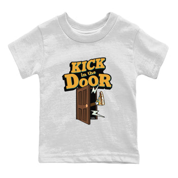 Air Jordan 4 Cacao Wow shirt to match jordans Kick In The Door sneaker tees AJ4 Cacao Wow SNRT Sneaker Release Tees Baby Toddler White 2 T-Shirt