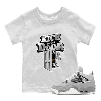 Air Jordan 4 Light Iron Ore shirt to match jordans Kick In The Door sneaker tees AJ4 Frozen Moments SNRT Sneaker Release Tees Baby Toddler White 1 T-Shirt