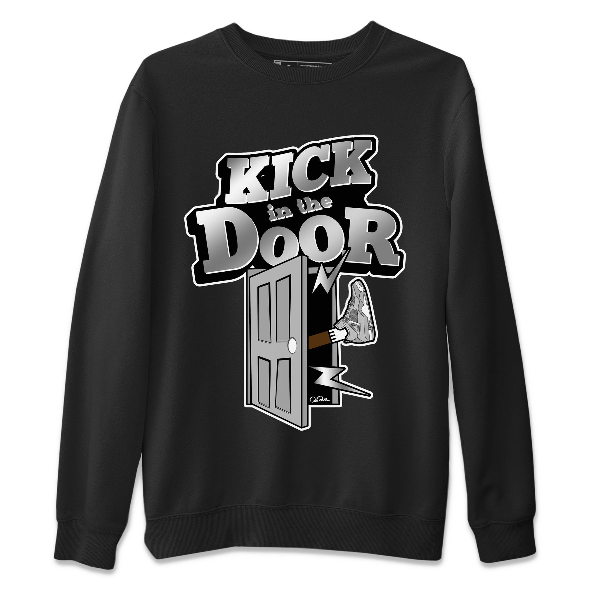Air Jordan 4 Light Iron Ore shirt to match jordans Kick In The Door sneaker tees AJ4 Frozen Moments SNRT Sneaker Release Tees Unisex Black 2 T-Shirt