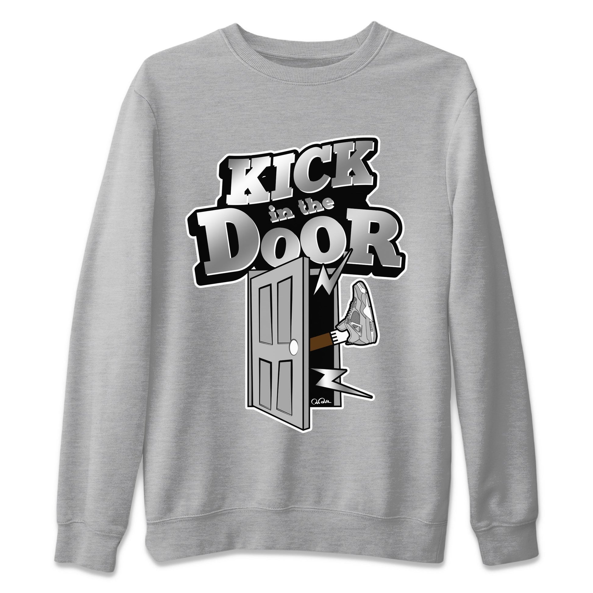Air Jordan 4 Light Iron Ore shirt to match jordans Kick In The Door sneaker tees AJ4 Frozen Moments SNRT Sneaker Release Tees Unisex Heather Grey 2 T-Shirt