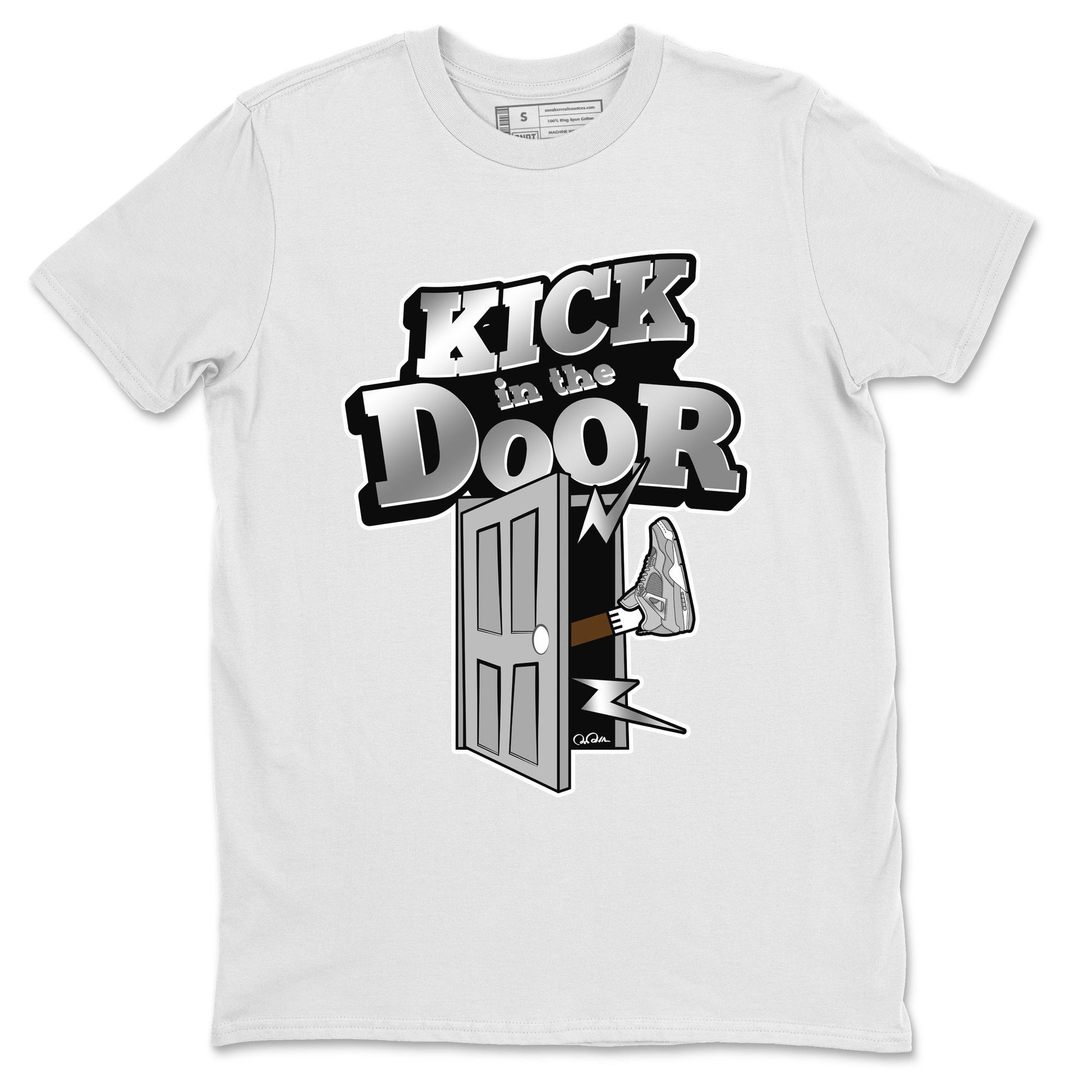 Air Jordan 4 Light Iron Ore shirt to match jordans Kick In The Door sneaker tees AJ4 Frozen Moments SNRT Sneaker Release Tees Unisex White 2 T-Shirt