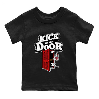 Air Jordan 4 Red Cement Sneaker Match Tees Kick In The Door Sneaker Tees AJ4 Red Cement Sneaker Release Tees Kids Shirts Black 2