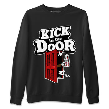 Air Jordan 4 Red Cement Sneaker Match Tees Kick In The Door Sneaker Tees AJ4 Red Cement Sneaker Release Tees Unisex Shirts Black 2