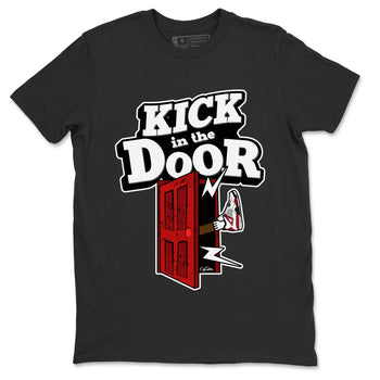 Air Jordan 4 Red Cement Sneaker Match Tees Kick In The Door Sneaker Tees AJ4 Red Cement Sneaker Release Tees Unisex Shirts Black 2