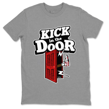 Air Jordan 4 Red Cement Sneaker Match Tees Kick In The Door Sneaker Tees AJ4 Red Cement Sneaker Release Tees Unisex Shirts Heather Grey 2