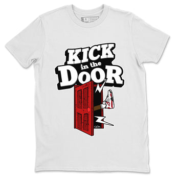 Air Jordan 4 Red Cement Sneaker Match Tees Kick In The Door Sneaker Tees AJ4 Red Cement Sneaker Release Tees Unisex Shirts White 2