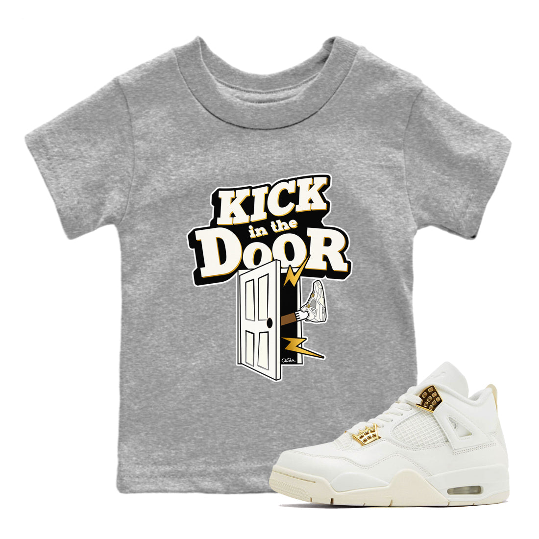 4s Sail shirt to match jordans Kick In The Door sneaker tees Air Jordan 4 Sail SNRT sneaker release tees baby toddler Heather Grey 1 cotton Shirt