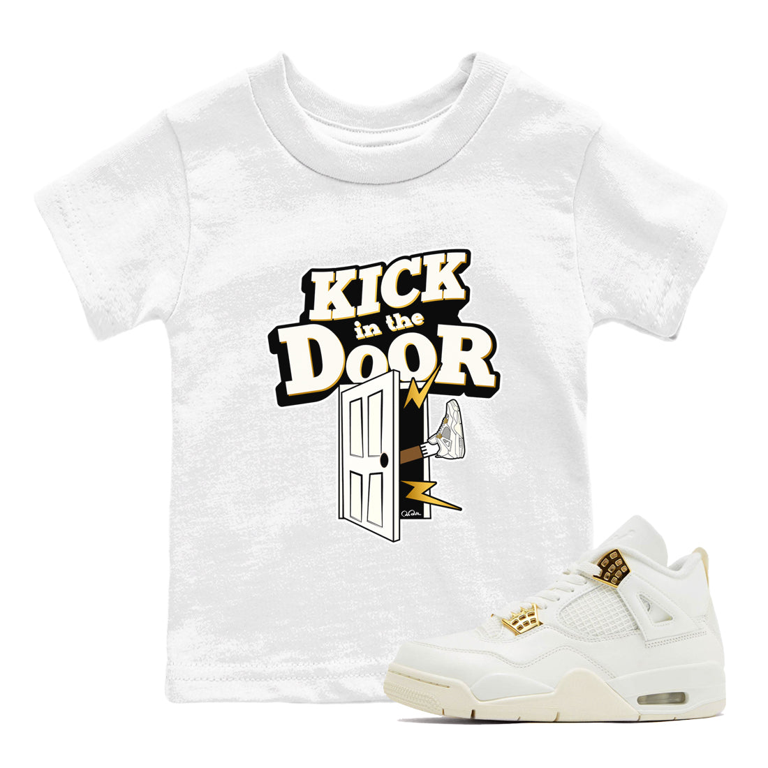 4s Sail shirt to match jordans Kick In The Door sneaker tees Air Jordan 4 Sail SNRT sneaker release tees baby toddler White 1 cotton Shirt