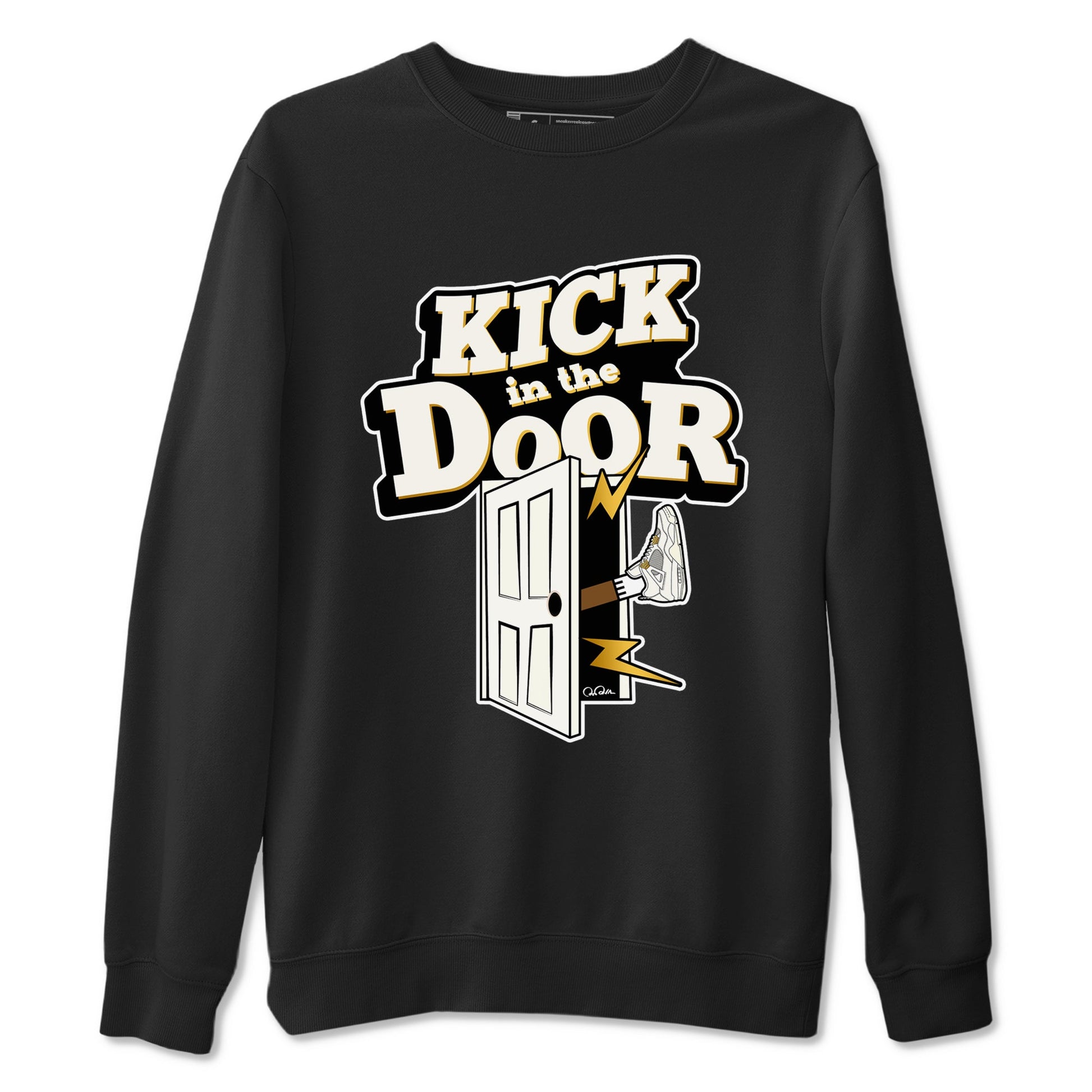 4s Sail shirt to match jordans Kick In The Door sneaker tees Air Jordan 4 Sail SNRT Sneaker Release Tees unisex cotton Black 2 crew neck shirt