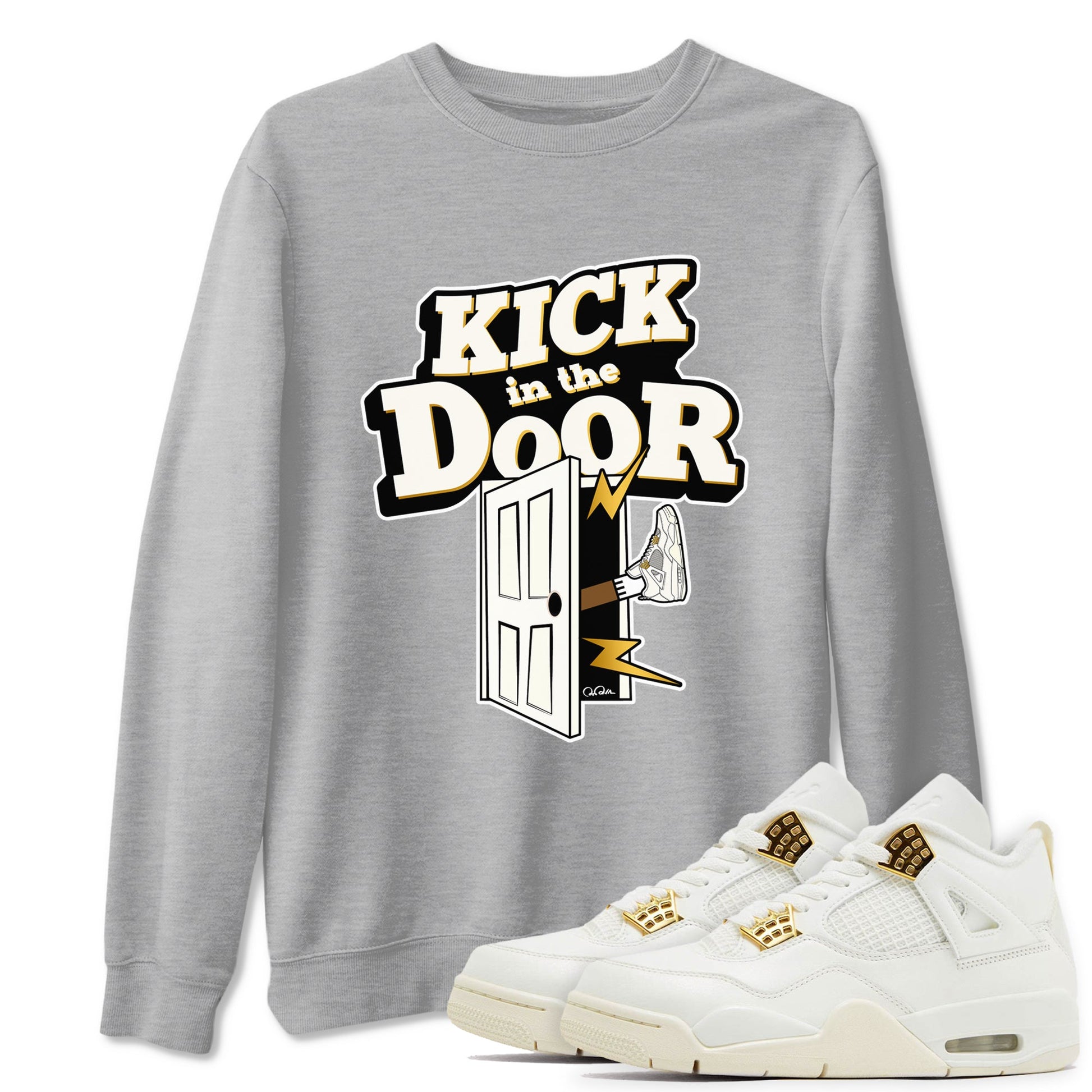 4s Sail shirt to match jordans Kick In The Door sneaker tees Air Jordan 4 Sail SNRT Sneaker Release Tees unisex cotton Heather Grey 1 crew neck shirt