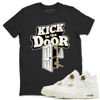 4s Sail shirt to match jordans Kick In The Door sneaker tees Air Jordan 4 Sail SNRT Sneaker Release Tees unisex cotton Black 1 crew neck shirt