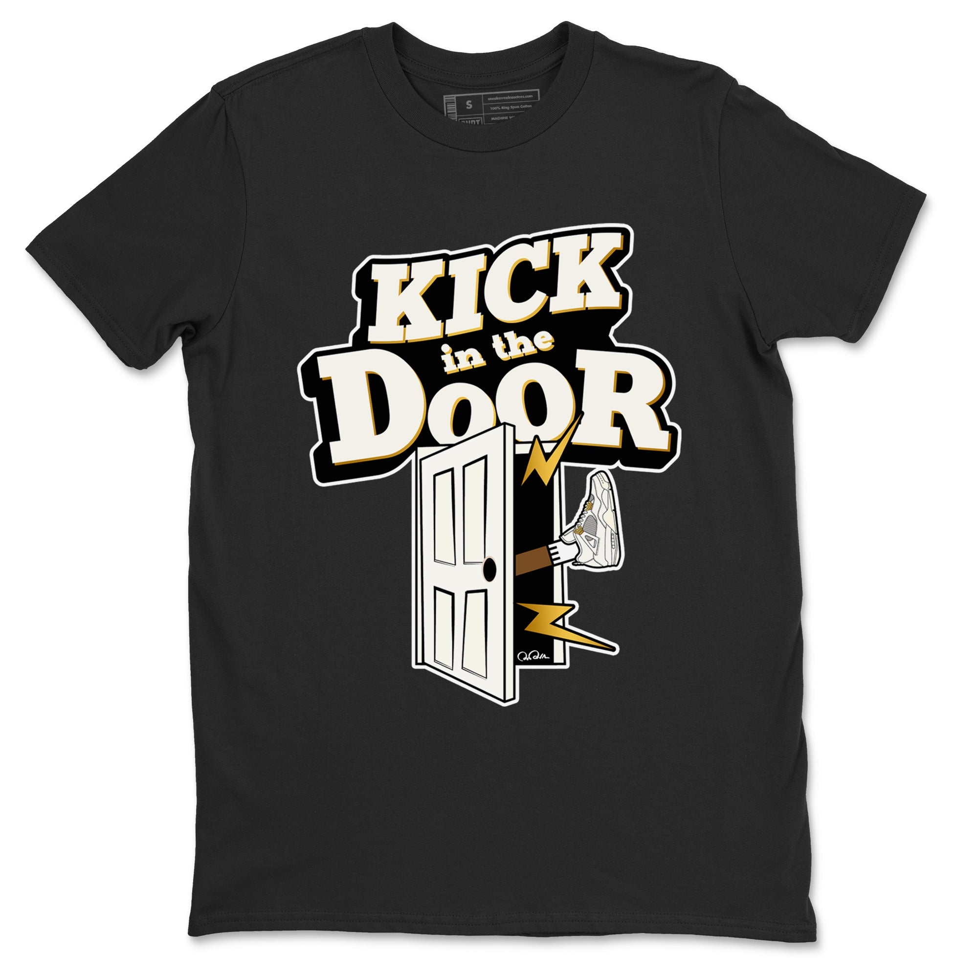 4s Sail shirt to match jordans Kick In The Door sneaker tees Air Jordan 4 Sail SNRT Sneaker Release Tees unisex cotton Black 2 crew neck shirt