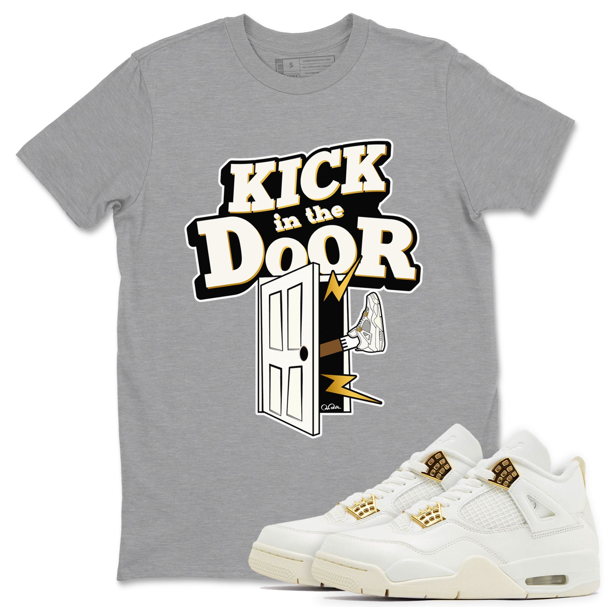 4s Sail shirt to match jordans Kick In The Door sneaker tees Air Jordan 4 Sail SNRT Sneaker Release Tees unisex cotton Heather Grey 1 crew neck shirt