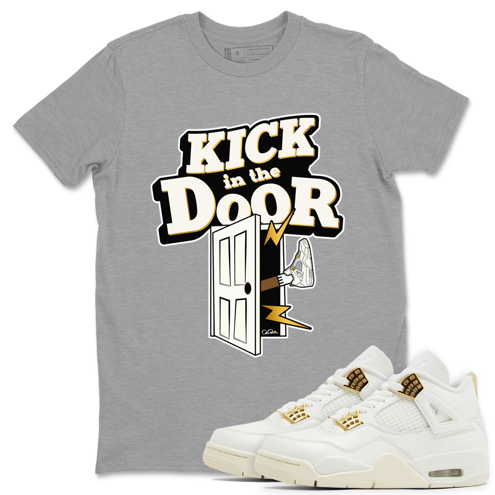 4s Sail shirt to match jordans Kick In The Door sneaker tees Air Jordan 4 Sail SNRT Sneaker Release Tees unisex cotton Heather Grey 1 crew neck shirt