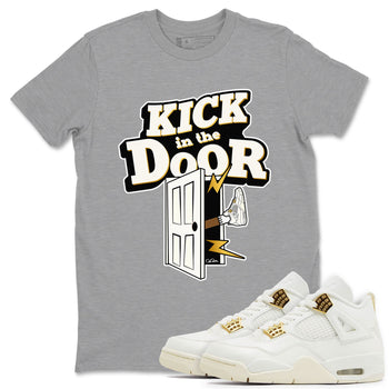 4s Sail shirt to match jordans Kick In The Door sneaker tees Air Jordan 4 Sail SNRT Sneaker Release Tees unisex cotton Heather Grey 1 crew neck shirt
