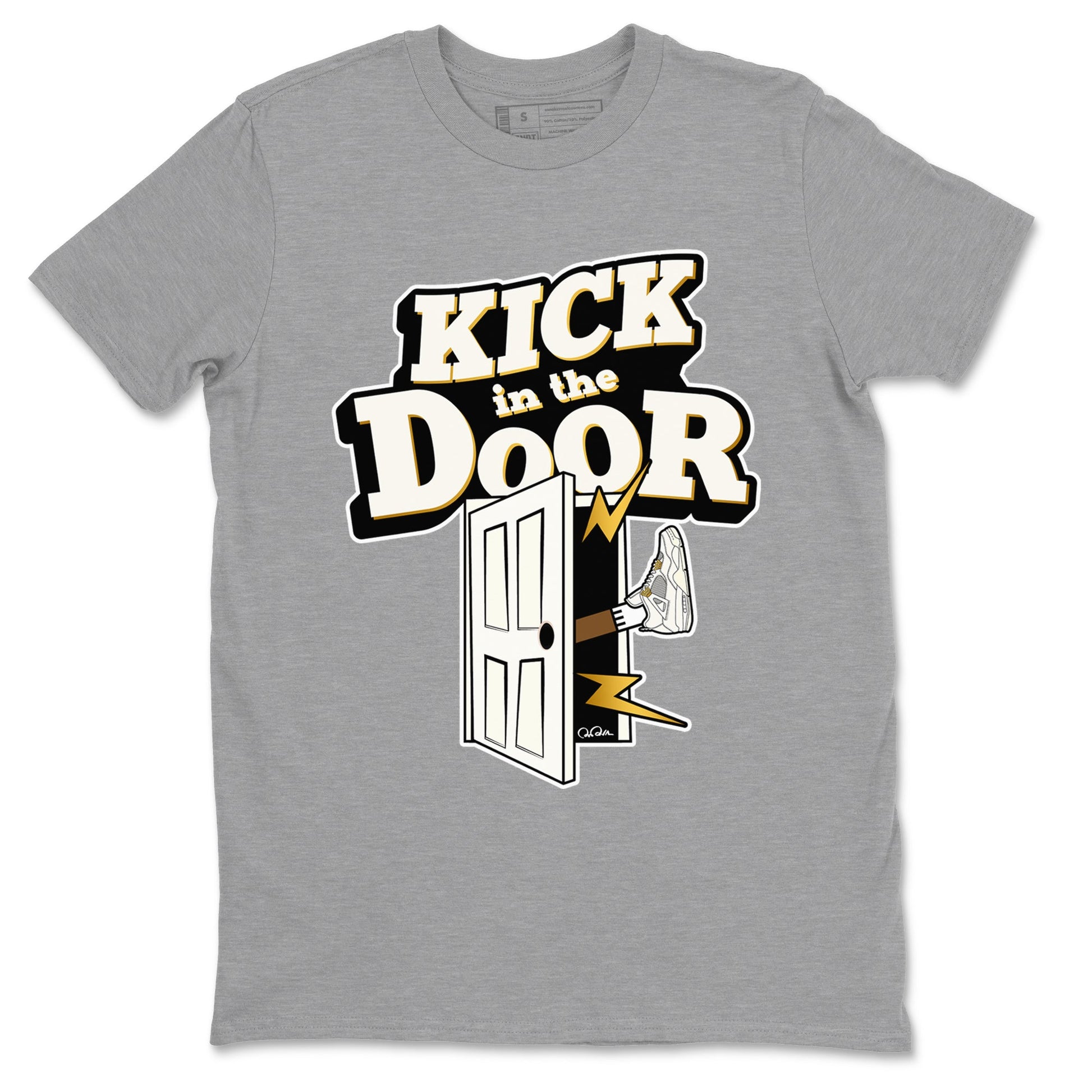4s Sail shirt to match jordans Kick In The Door sneaker tees Air Jordan 4 Sail SNRT Sneaker Release Tees unisex cotton Heather Grey 2 crew neck shirt