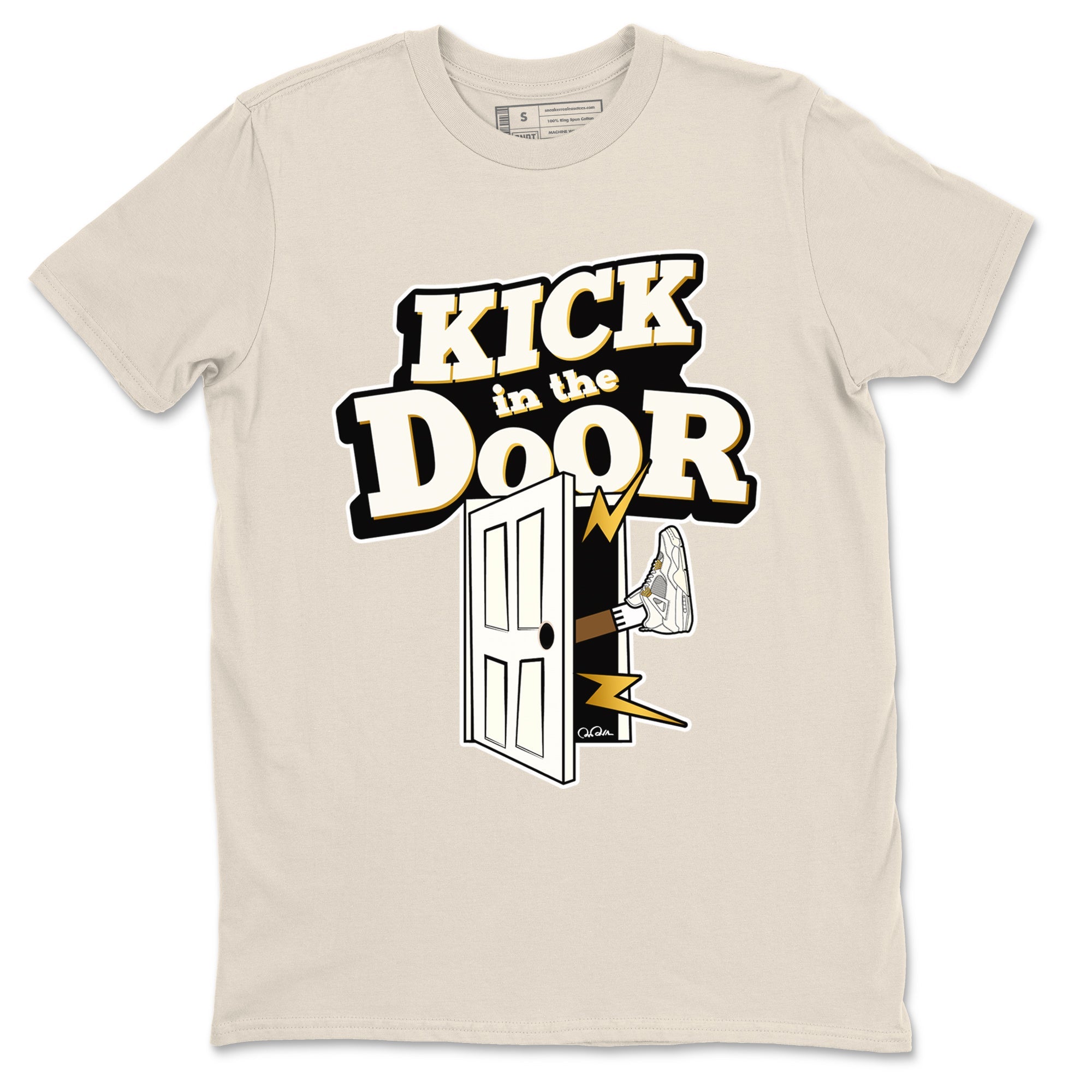 4s Sail shirt to match jordans Kick In The Door sneaker tees Air Jordan 4 Sail SNRT Sneaker Release Tees unisex cotton Natural 2 crew neck shirt