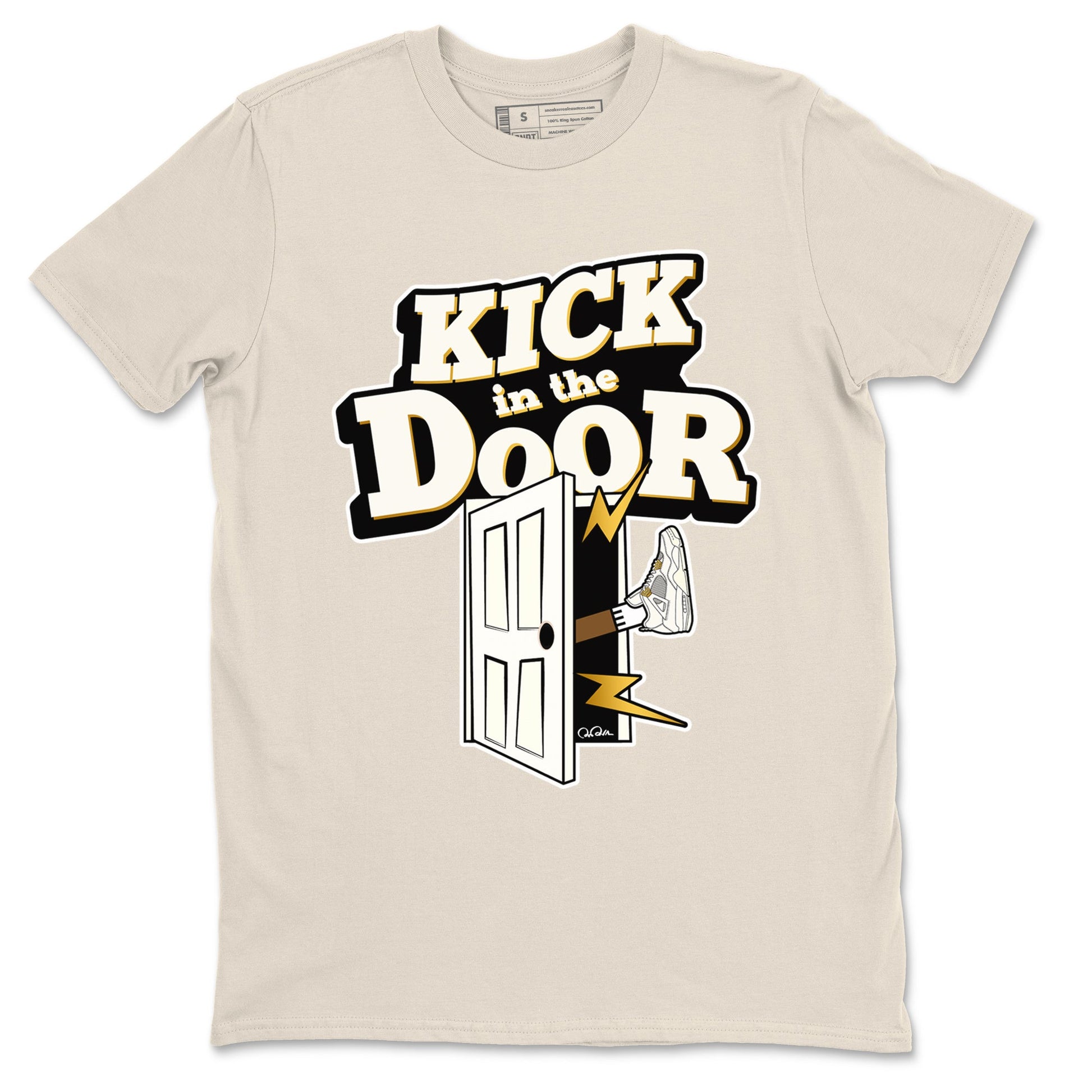 4s Sail shirt to match jordans Kick In The Door sneaker tees Air Jordan 4 Sail SNRT Sneaker Release Tees unisex cotton Natural 2 crew neck shirt