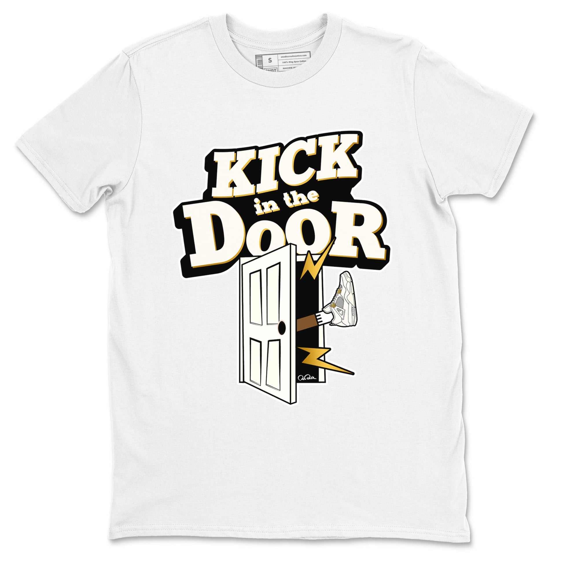 4s Sail shirt to match jordans Kick In The Door sneaker tees Air Jordan 4 Sail SNRT Sneaker Release Tees unisex cotton White 2 crew neck shirt