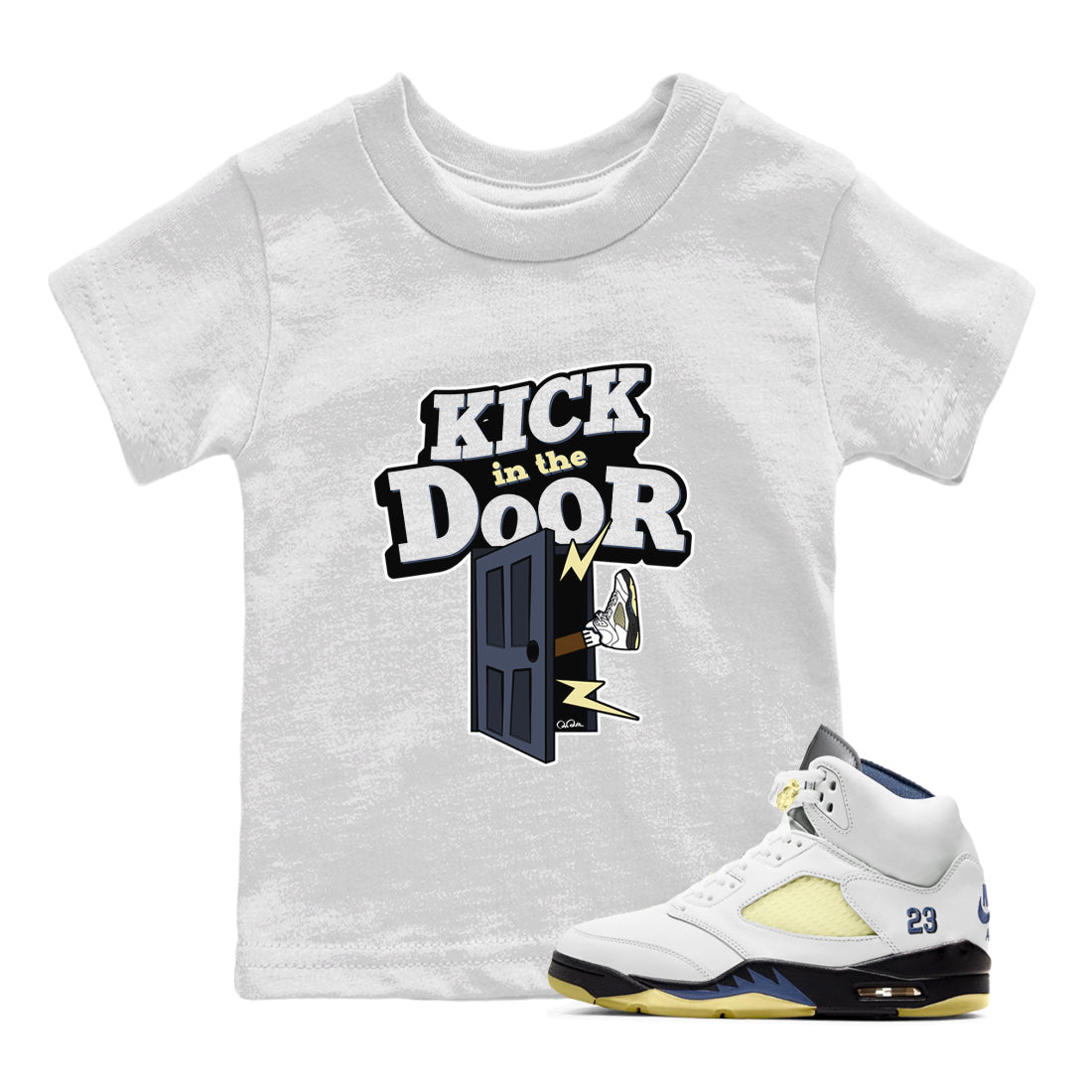 Air Jordan 5 A Ma Maniere x Photon Dust shirt to match jordans Kick In The Door sneaker tees Jordan 5 A Ma Maniere "Dawn" SNRT Sneaker Release Tees Baby Toddler White 1 T-Shirt