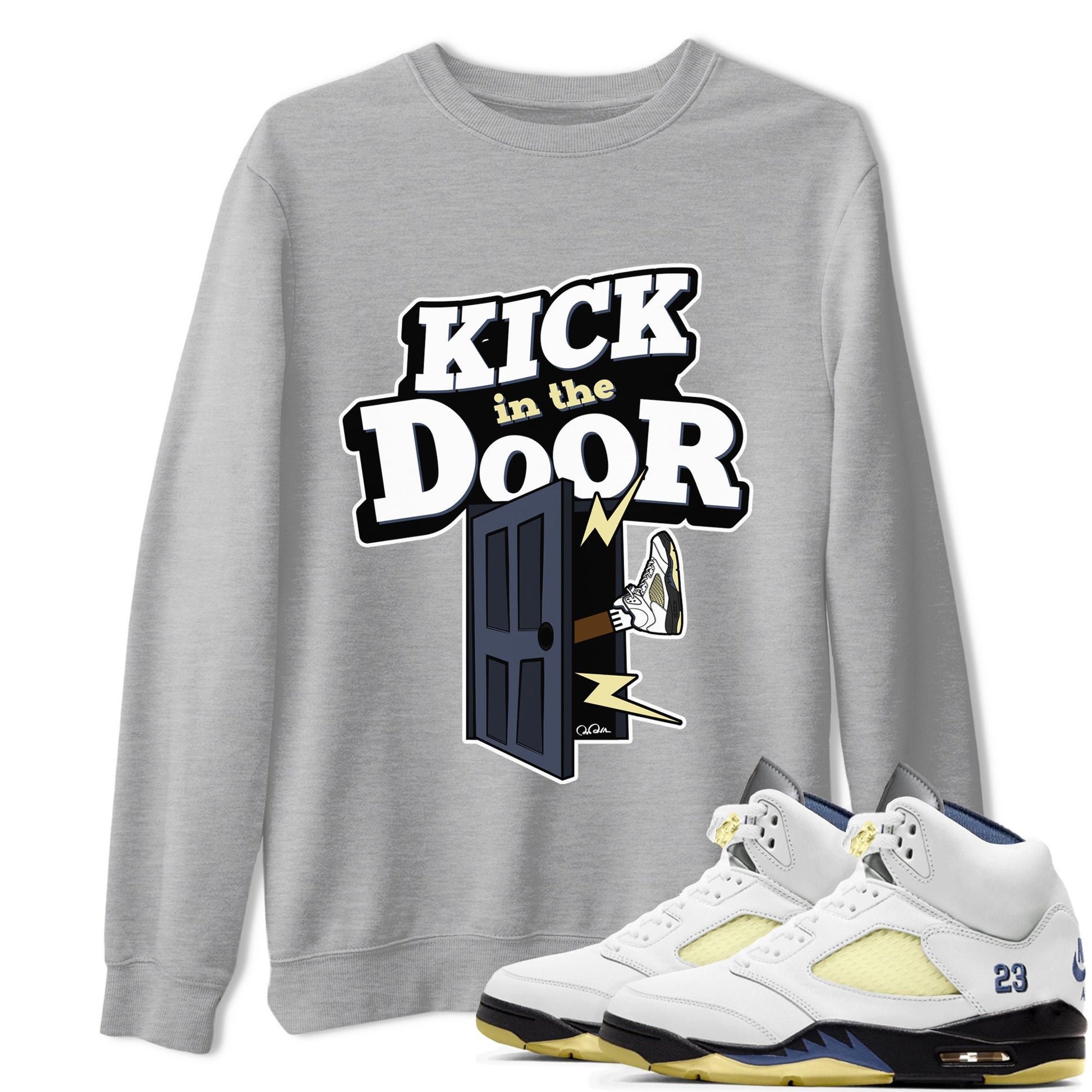 Air Jordan 5 A Ma Maniere x Photon Dust shirt to match jordans Kick In The Door sneaker tees Jordan 5 A Ma Maniere "Dawn" SNRT Sneaker Release Tees Unisex Heather Grey 1 T-Shirt