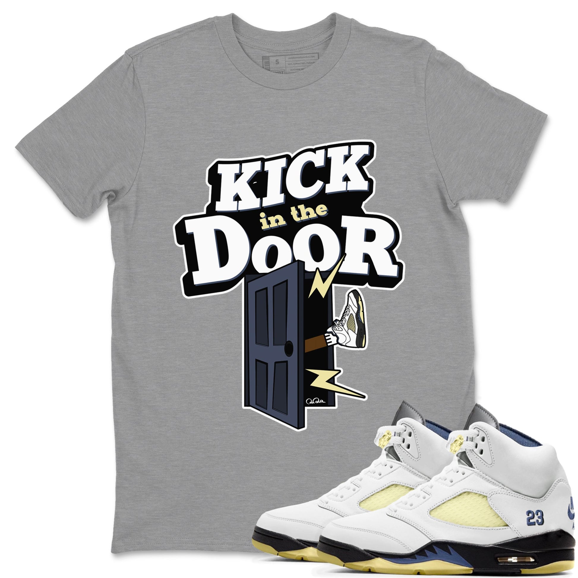 Air Jordan 5 A Ma Maniere x Photon Dust shirt to match jordans Kick In The Door sneaker tees Jordan 5 A Ma Maniere "Dawn" SNRT Sneaker Release Tees Unisex Heather Grey 1 T-Shirt