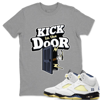 Air Jordan 5 A Ma Maniere x Photon Dust shirt to match jordans Kick In The Door sneaker tees Jordan 5 A Ma Maniere "Dawn" SNRT Sneaker Release Tees Unisex Heather Grey 1 T-Shirt