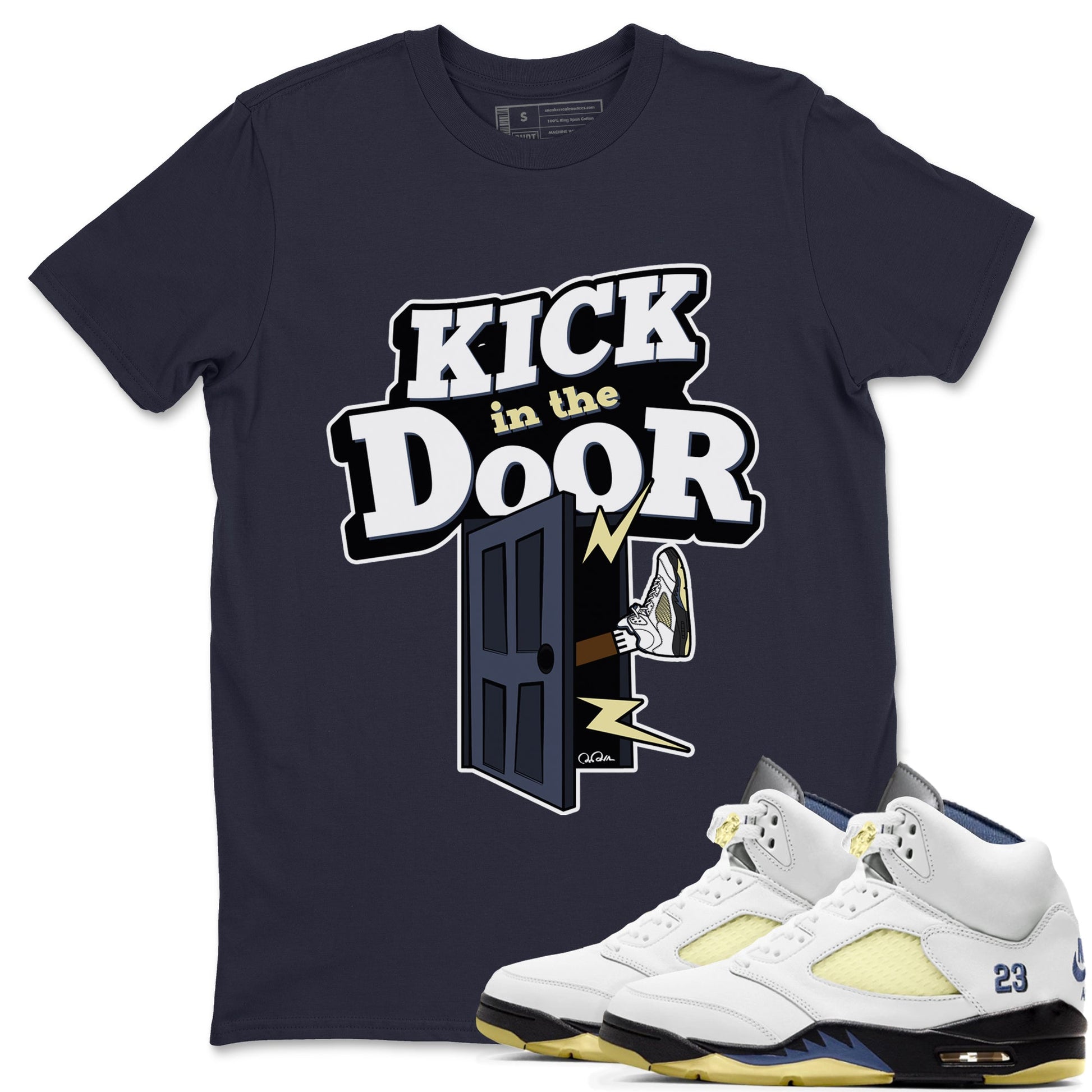 Air Jordan 5 A Ma Maniere x Photon Dust shirt to match jordans Kick In The Door sneaker tees Jordan 5 A Ma Maniere "Dawn" SNRT Sneaker Release Tees Unisex Navy 1 T-Shirt