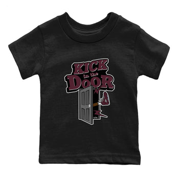 Air Jordan 5 Burgundy Sneaker Match Tees Kick In The Door Sneaker Tees AJ5 Burgundy Sneaker Release Tees Kids Shirts Black 2