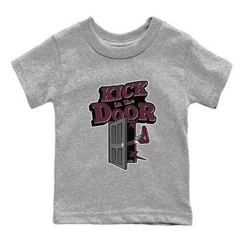 Air Jordan 5 Burgundy Sneaker Match Tees Kick In The Door Sneaker Tees AJ5 Burgundy Sneaker Release Tees Kids Shirts Heather Grey 2