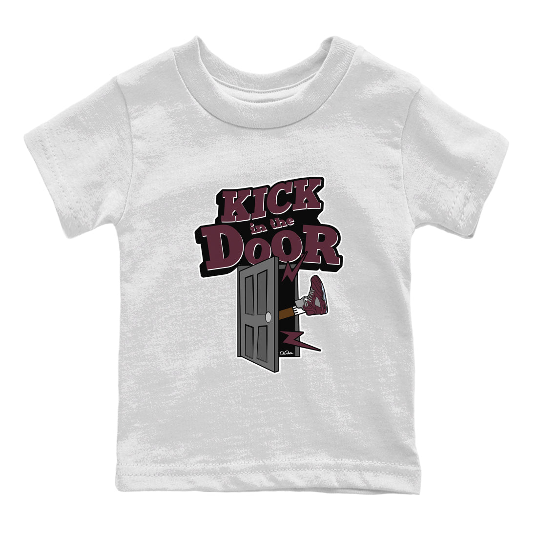 Air Jordan 5 Burgundy Sneaker Match Tees Kick In The Door Sneaker Tees AJ5 Burgundy Sneaker Release Tees Kids Shirts White 2